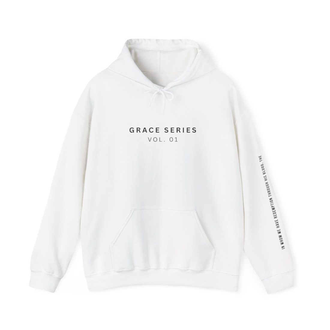 Forgiven Hoodie, front: Grace Series Vol. 01 on the chest