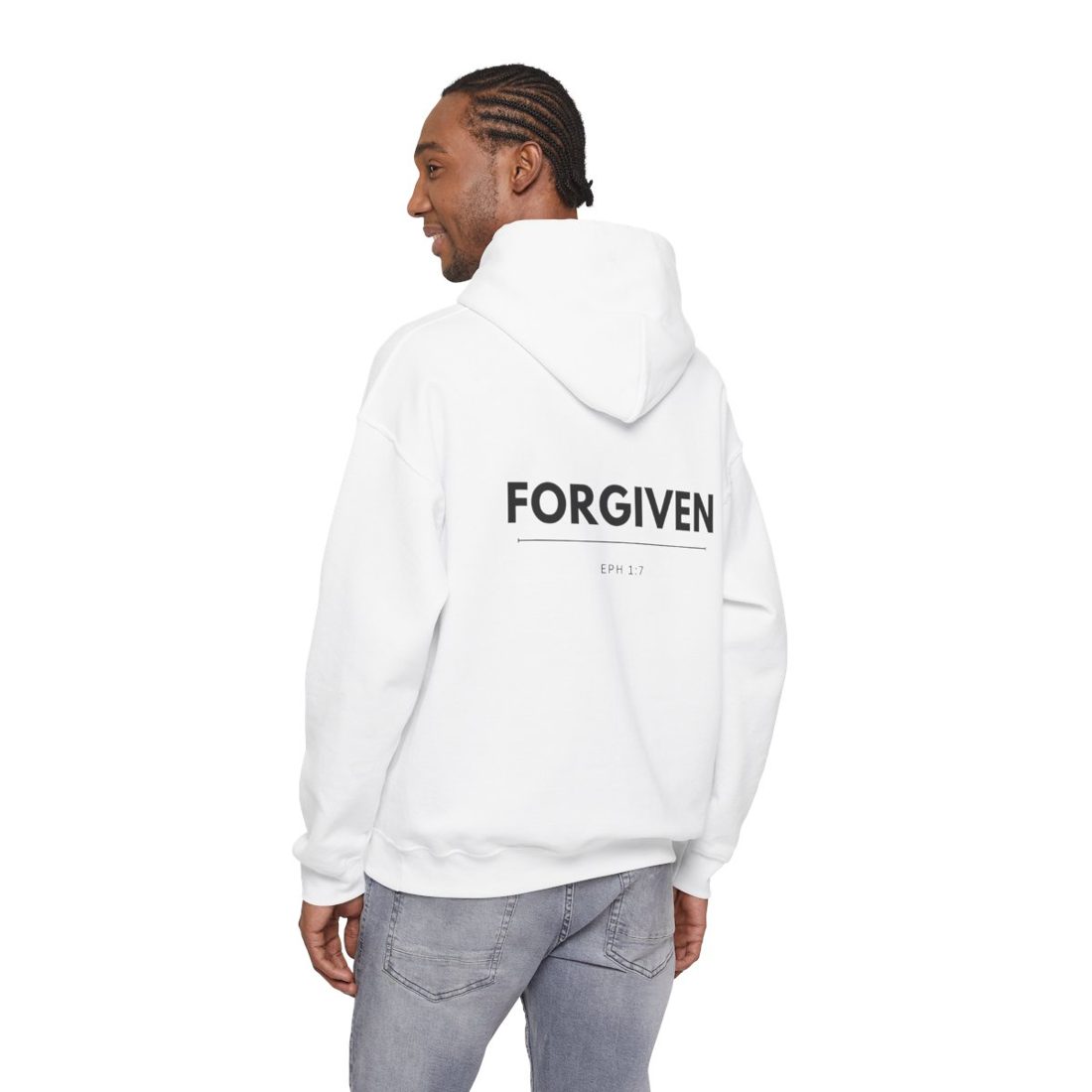 Man wearing the hoodie, back view